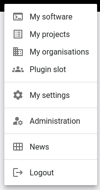 Plugin slot in the user menu